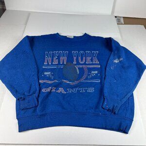 VTG 90s Crable NFL New York Giants Sweatshirt Large Blue Faded Thrashed Crewneck